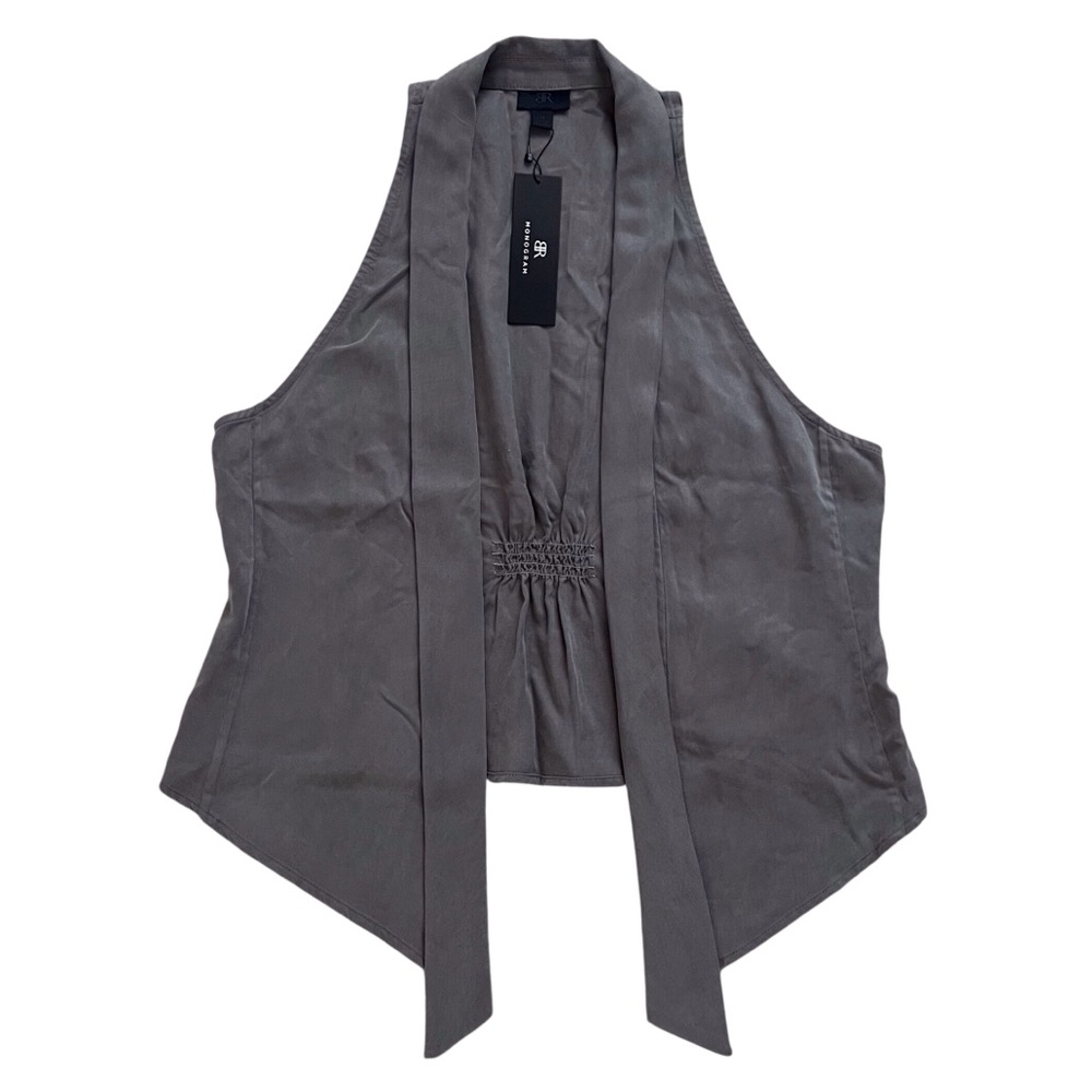 Banana Republic Grey Open Front Suiting Vest Minimalist Neutral Suiting NEW 12